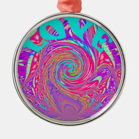 Prachtige Verbazingwekkende Liefde Werveltekst Kun Metalen Ornament (Voorkant)