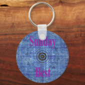 Prachtige verbazingwekkende moderne denim ontwerp: sleutelhanger (Voorkant)