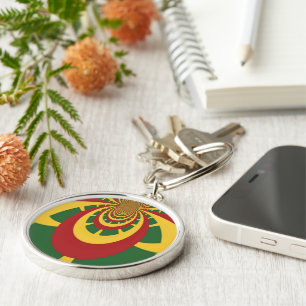 Prachtige Verbazingwekkende Rasta Kleuren Art Prin Sleutelhanger