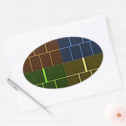 Prachtige verbazingwekkende regenboogkleur geometr ovale sticker (Envelop)