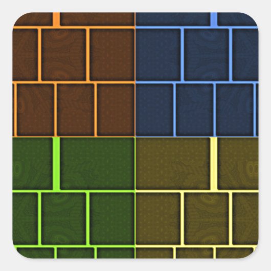 Prachtige verbazingwekkende regenboogkleur geometr vierkante sticker (Voorkant)