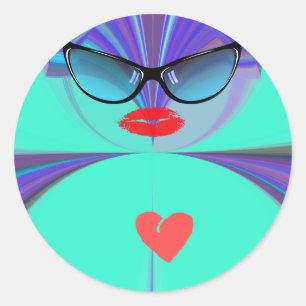 Prachtige verbazingwekkende rode hart selfie grapp ronde sticker