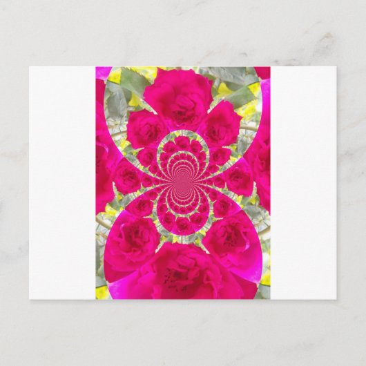 Prachtige verbazingwekkende rode rozen caleidoscoo briefkaart (Voorkant)