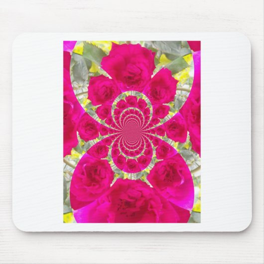 Prachtige verbazingwekkende rode rozen caleidoscoo muismat (Voorkant)