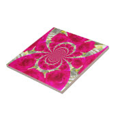 Prachtige verbazingwekkende rode rozen caleidoscoo tegeltje (Zijkant)