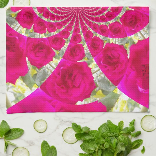 Prachtige verbazingwekkende rode rozen caleidoscoo theedoek (Gevouwen)