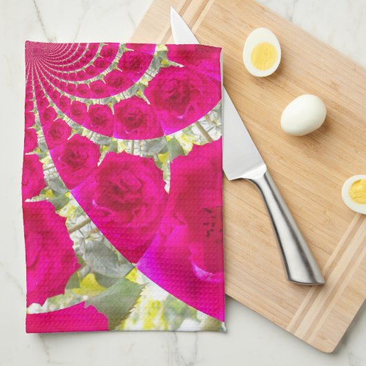 Prachtige verbazingwekkende rode rozen caleidoscoo theedoek (Quarter Fold)