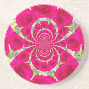 Prachtige verbazingwekkende rode rozen caleidoscoo zandsteen onderzetter