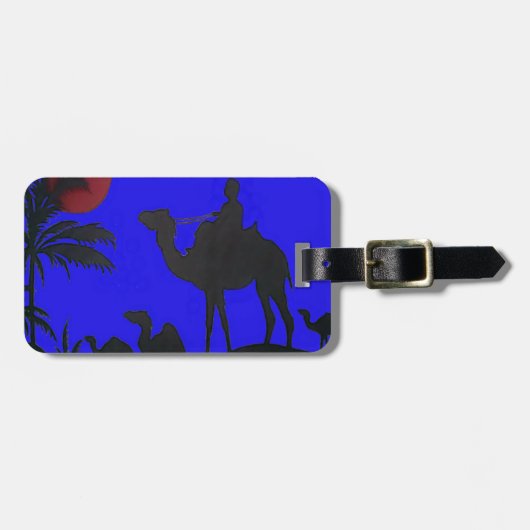 Prachtige Verbazingwekkende Sunset Camel Safari Ar Bagagelabel (Voorkant horizontaal)