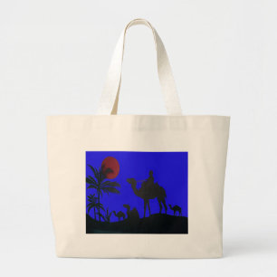 Prachtige Verbazingwekkende Sunset Camel Safari Ar Grote Tote Bag