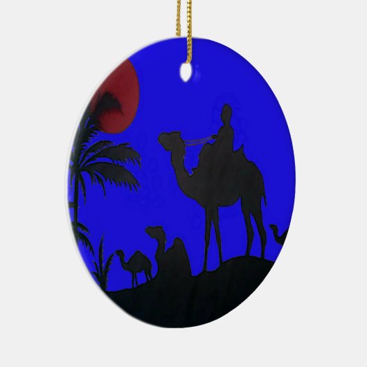 Prachtige Verbazingwekkende Sunset Camel Safari Ar Keramisch Ornament (Rechts)