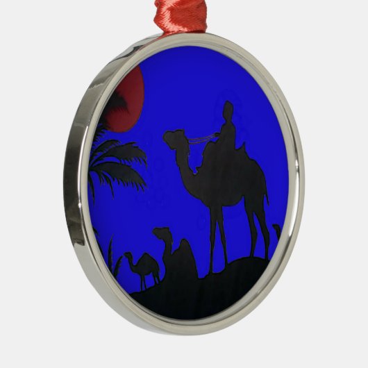 Prachtige Verbazingwekkende Sunset Camel Safari Ar Metalen Ornament (Rechts)