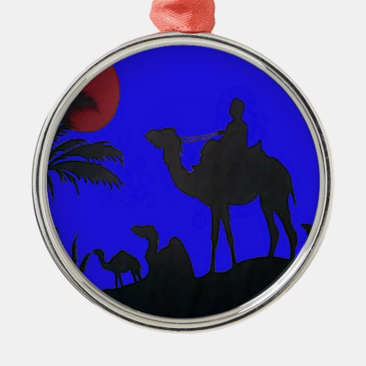 Prachtige Verbazingwekkende Sunset Camel Safari Ar Metalen Ornament (Voorkant)