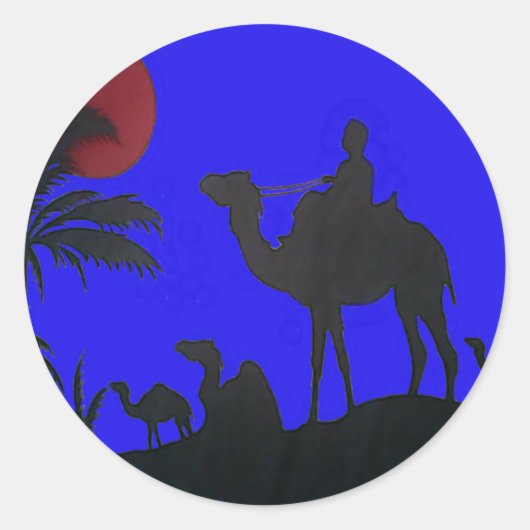 Prachtige Verbazingwekkende Sunset Camel Safari Ar Ronde Sticker (Voorkant)