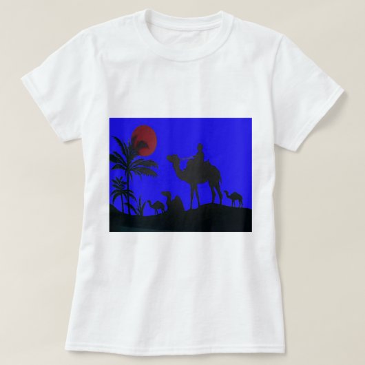 Prachtige Verbazingwekkende Sunset Camel Safari Ar T-shirt (Design voorkant)