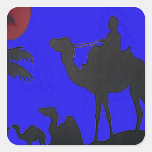 Prachtige Verbazingwekkende Sunset Camel Safari Ar Vierkante Sticker (Voorkant)