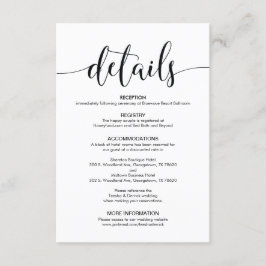 Prachtige verblijfskaart voor bruiloft informatiekaartje