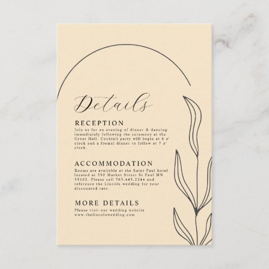 Prachtige verblijfskaart voor bruiloft informatiekaartje (Voorkant)