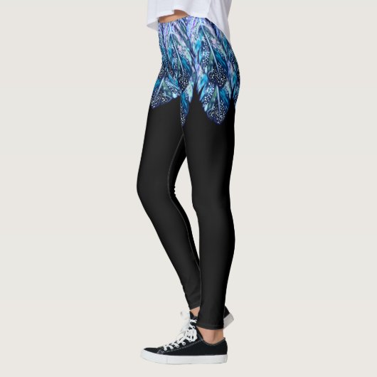 Prachtige veren Leggi Exotic Mini Skirt - Zwart Leggings (Links)