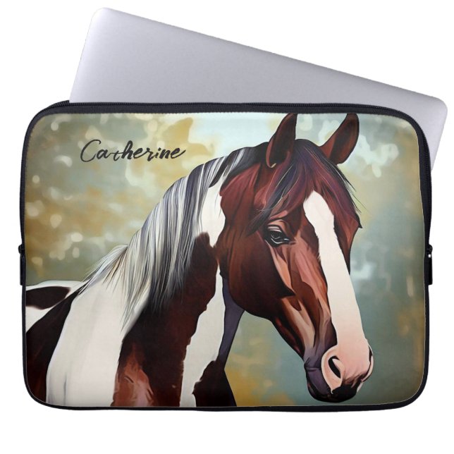 Prachtige verfpaarden laptop sleeve (Voorkant)