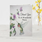 Prachtige verpleegster dank je Hummingbird Garden Kaart (Gele Bloem)