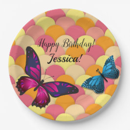 Prachtige versiering Butterflies Oranje scallops Papieren Bordje