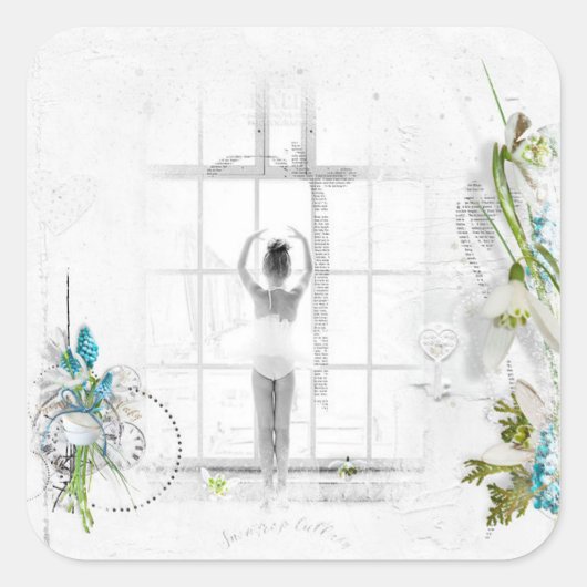 Prachtige Victoriaans Ballerina KinderStickers Vierkante Sticker (Voorkant)