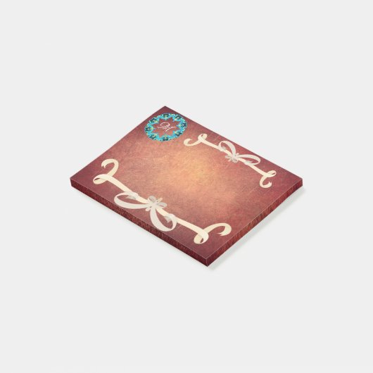 Prachtige Victoriaans Bow-Stropdas met monogram Post-it® Notes (Schuin)