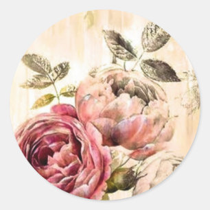 Prachtige Victoriaans Floral Painting Ronde Sticker