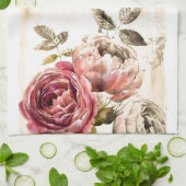 Prachtige Victoriaans Floral Painting Theedoek (Gevouwen)