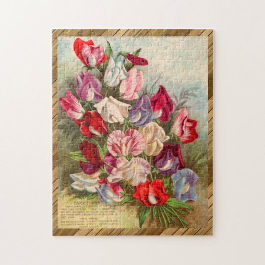 Prachtige Victoriaans Floral Seed Packet SWEET PEA Legpuzzel (Verticaal)