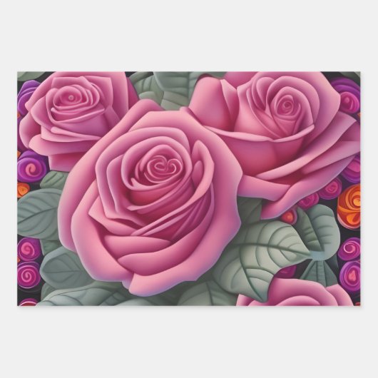 Prachtige Victoriaans Pastel Roze Roze Print Inpakpapier Vel (Voorkant 3)