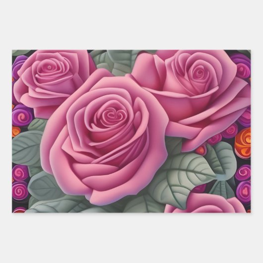 Prachtige Victoriaans Pastel Roze Roze Print Inpakpapier Vel (Voorkant)