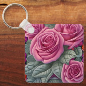 Prachtige Victoriaans Pastel Roze Roze Print Sleutelhanger (Voorkant)