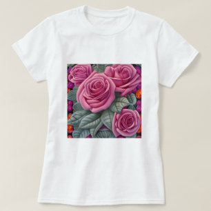 Prachtige Victoriaans Pastel Roze Roze Print T-shirt
