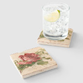 Prachtige Victoriaans rode roos Stenen Onderzetter (Zijkant)