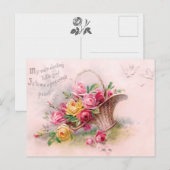 Prachtige Victoriaans roze en gele rozen mandje Briefkaart (Voorkant / Achterkant)