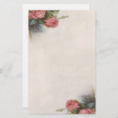 Prachtige  Victoriaans Rozen Briefpapier (Voorkant / Achterkant)