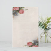 Prachtige  Victoriaans Rozen Briefpapier (Staand voorkant)