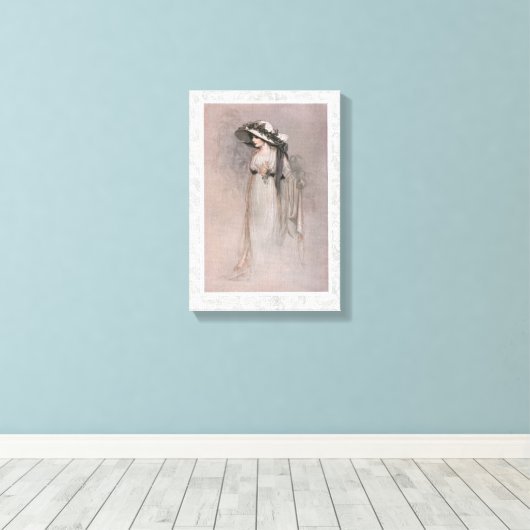 Prachtige Victoriaans vrouw in Pet Canvas Afdruk (Insitu (Houten vloer))