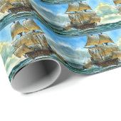 prachtige vierdimensionale scheepsafdruk cadeaupapier (Rol Hoek)