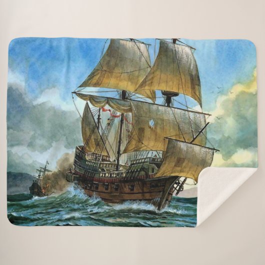 prachtige vierdimensionale scheepsafdruk sherpa deken (Voorkant (horizontaal))