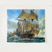 prachtige vierdimensionale scheepsafdruk wandkleed (Voorkant (horizontaal))