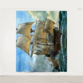 prachtige vierdimensionale scheepsafdruk wandkleed (Voorkant)