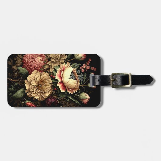 Prachtige vintage bloemstuk  bagagelabel (Voorkant horizontaal)