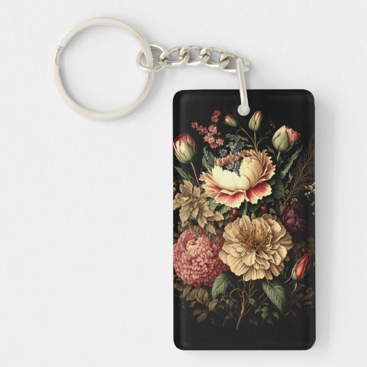Prachtige vintage bloemstuk  sleutelhanger (Voorkant)