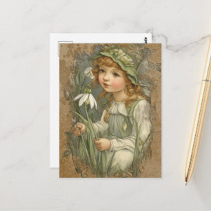 Prachtige vintage fee en witte bloemen briefkaart
