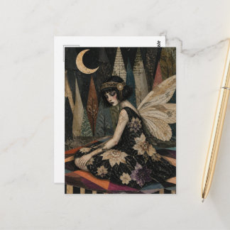 Prachtige vintage fee mixed media collage briefkaart