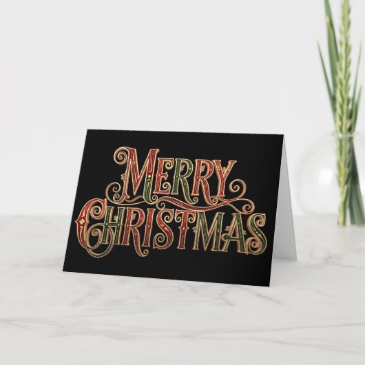 Prachtige Vintage Kerstmis Calligrafie  Kaart (Voorkant)