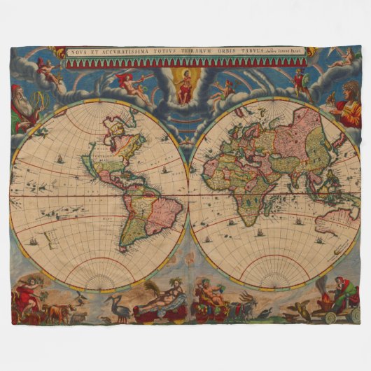 Prachtige vintage oude wereldkaart fleece deken (Voorkant (Horizontaal))